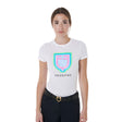 Equestro Women's Slim Fit Cotton T-Shirt Psychedelic Logo #colour_white