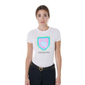 Equestro Women's Slim Fit Cotton T-Shirt Psychedelic Logo #colour_white