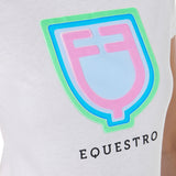 Equestro Women's Slim Fit Cotton T-Shirt Psychedelic Logo #colour_white