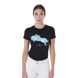 Equestro Women's Slim Fit Jump Print Cotton T-Shirt #colour_black