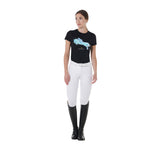 Equestro Women's Slim Fit Jump Print Cotton T-Shirt #colour_black