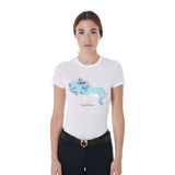 Equestro Women's Slim Fit Jump Print Cotton T-Shirt #colour_white