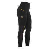 Equestro Women's Slim Fit Leggings with Micro Mesh Inserts #colour_black