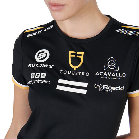 Equestro Women's Technical Fabric Multi Logo T-Shirt #colour_black