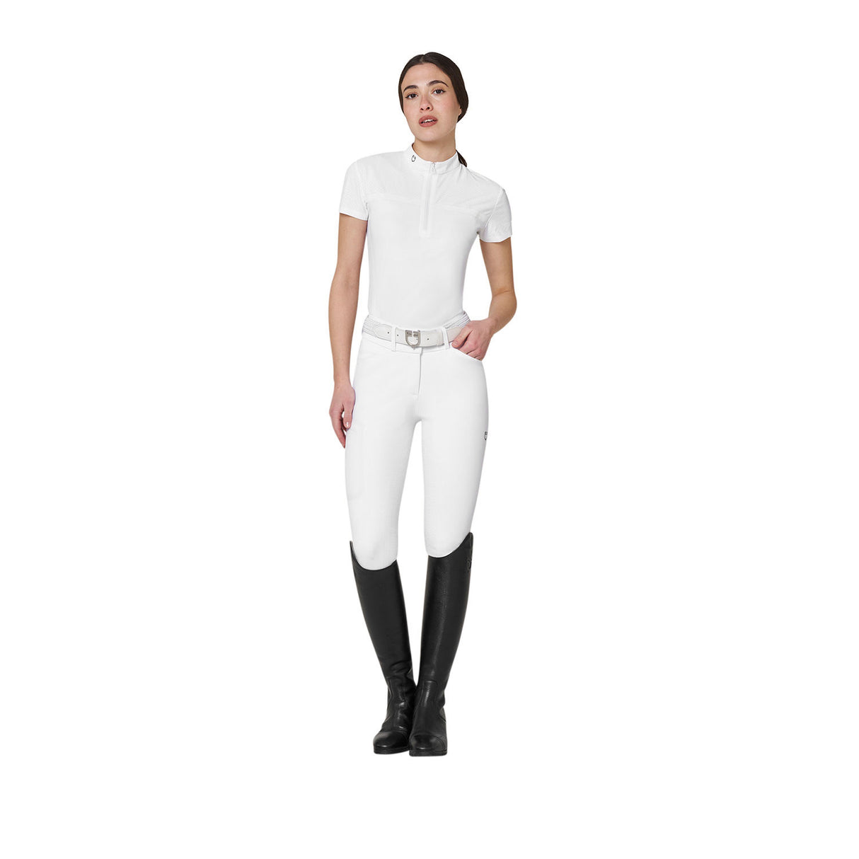 Equestro Ridertechnology women's competition polo shirt perforated fabric