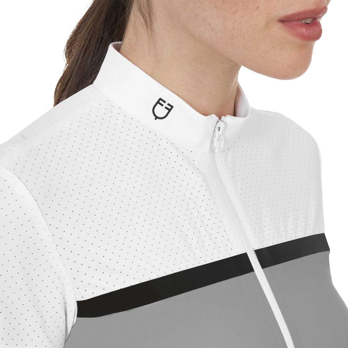 Equestro Ridertechnology women's competition polo shirt perforated fabric