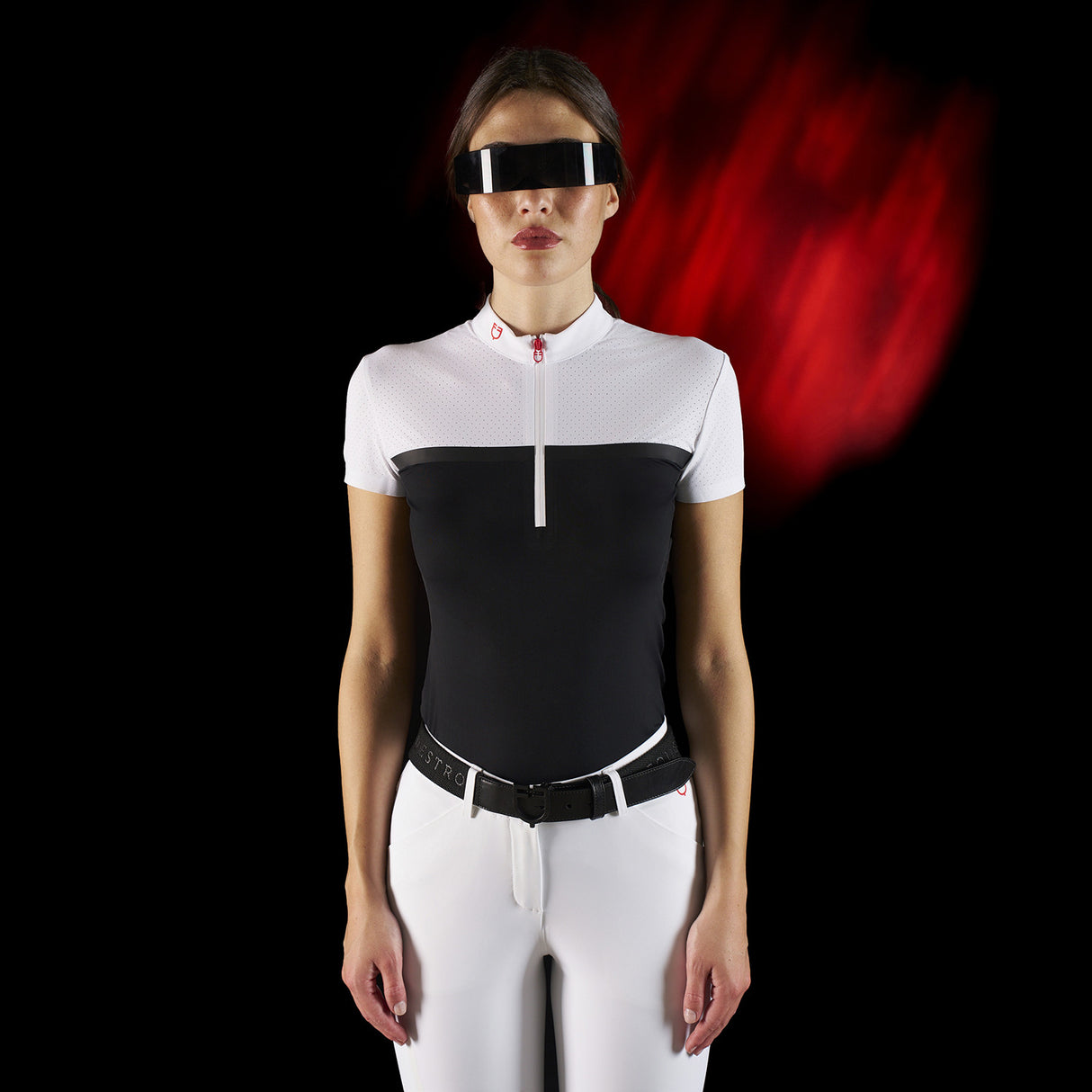 Equestro Ridertechnology women's competition polo shirt perforated fabric