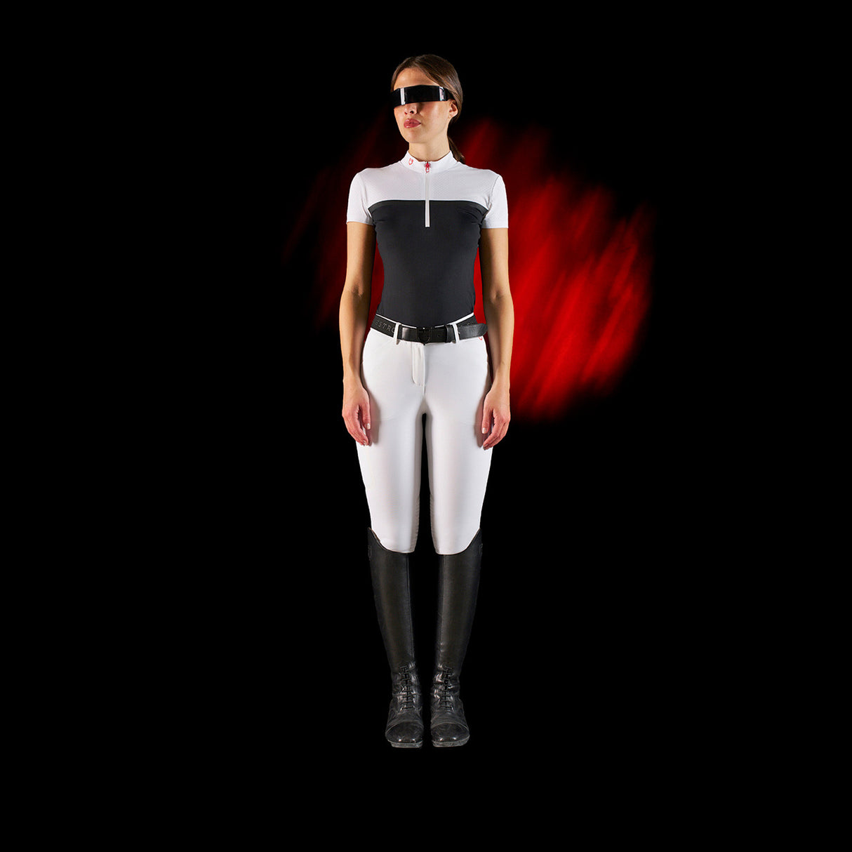 Equestro Ridertechnology women's competition polo shirt perforated fabric