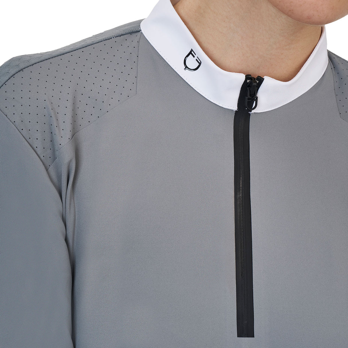 Equestro Ridertechnology women's competition polo shirt long sleeves and zip