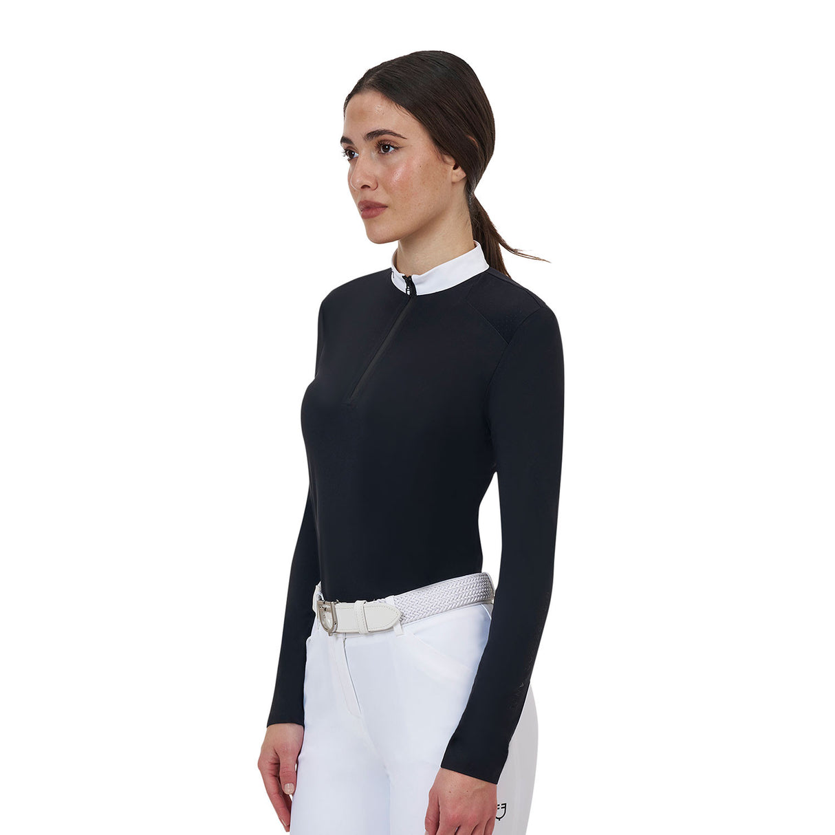 Equestro Ridertechnology women's competition polo shirt long sleeves and zip