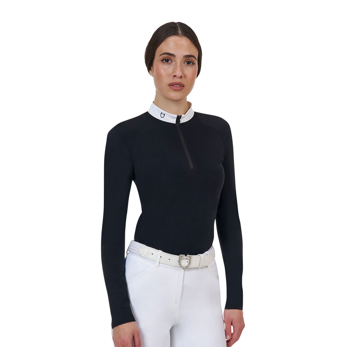 Equestro Ridertechnology women's competition polo shirt long sleeves and zip