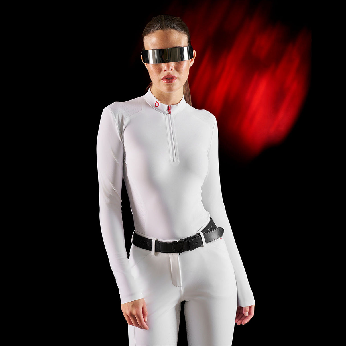 Equestro Ridertechnology women's competition polo shirt long sleeves and zip