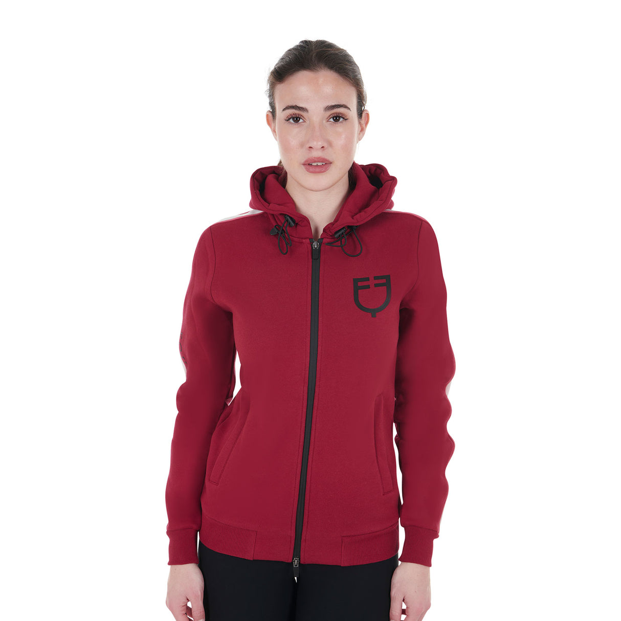 Equestro Women's Hooded Sweatshirt With Front Zip