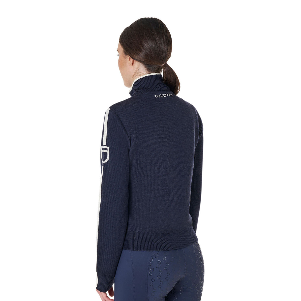 Women's jacket in nylon and knit with zip