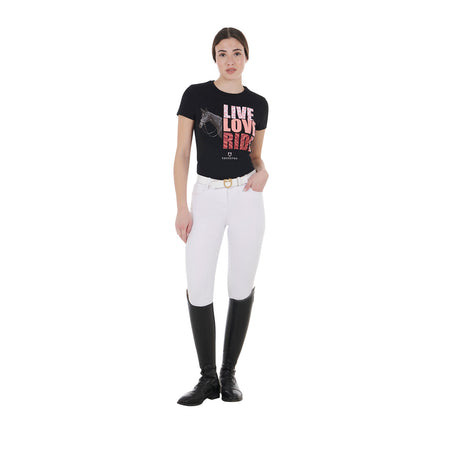 Equestro Women's Live Love Ride Cotton T-Shirt #colour_black