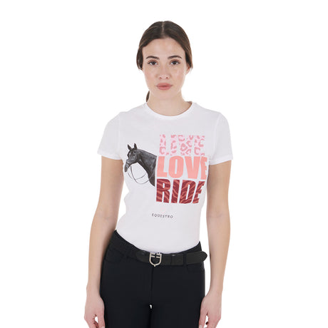 Equestro Women's Live Love Ride Cotton T-Shirt #colour_white