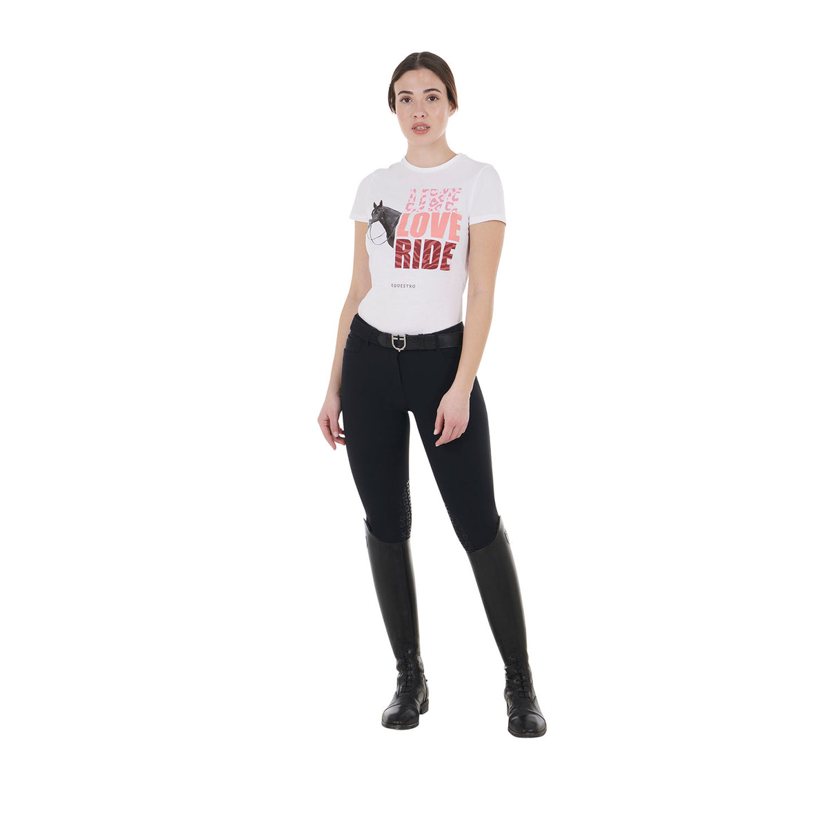 Equestro Women's Live Love Ride Cotton T-Shirt #colour_white