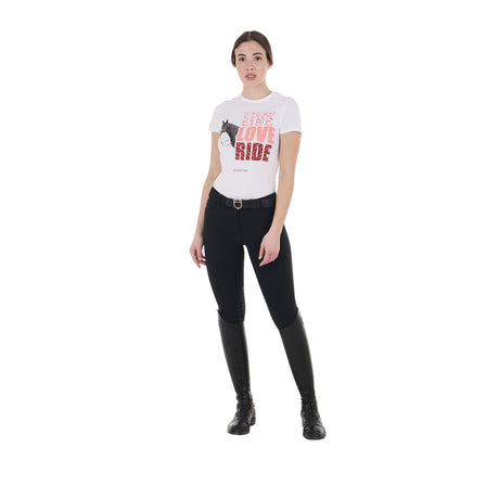 Equestro Women's Live Love Ride Cotton T-Shirt #colour_white