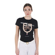 Equestro Women's Slim Fit Cotton T-Shirt Ride More Worry Less Print #colour_black