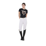 Equestro Women's Slim Fit Cotton T-Shirt Ride More Worry Less Print #colour_black