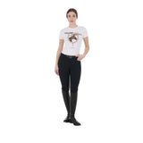 Equestro Women's Slim Fit Cotton T-Shirt Ride More Worry Less Print #colour_white