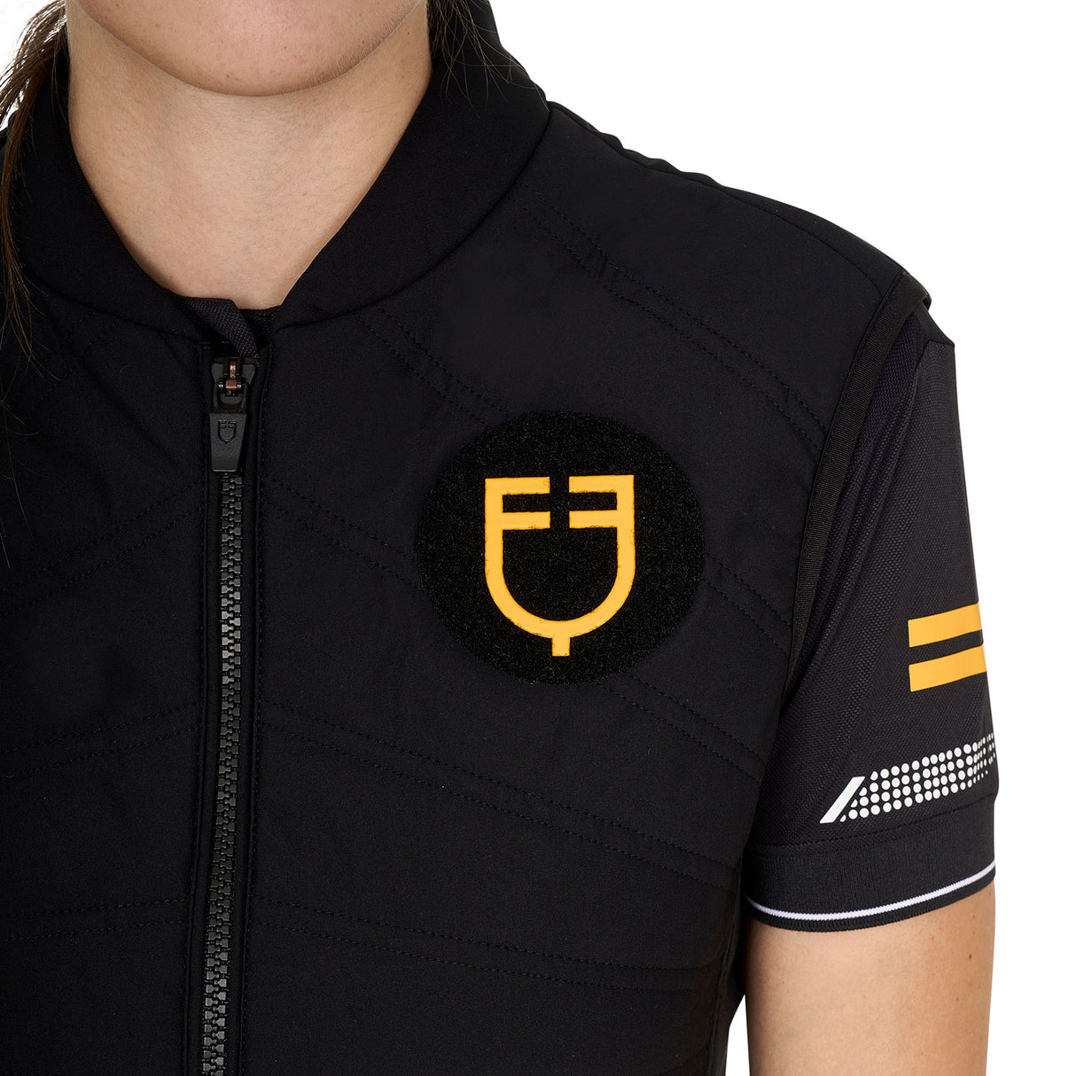 Equestro Women's Slim Fit Vest Scuderia Collection In Technical Fabric #colour_black