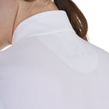 Equestro Women's Slim Fit Training Polo Shirt With Zip And Collar Beads #colour_white