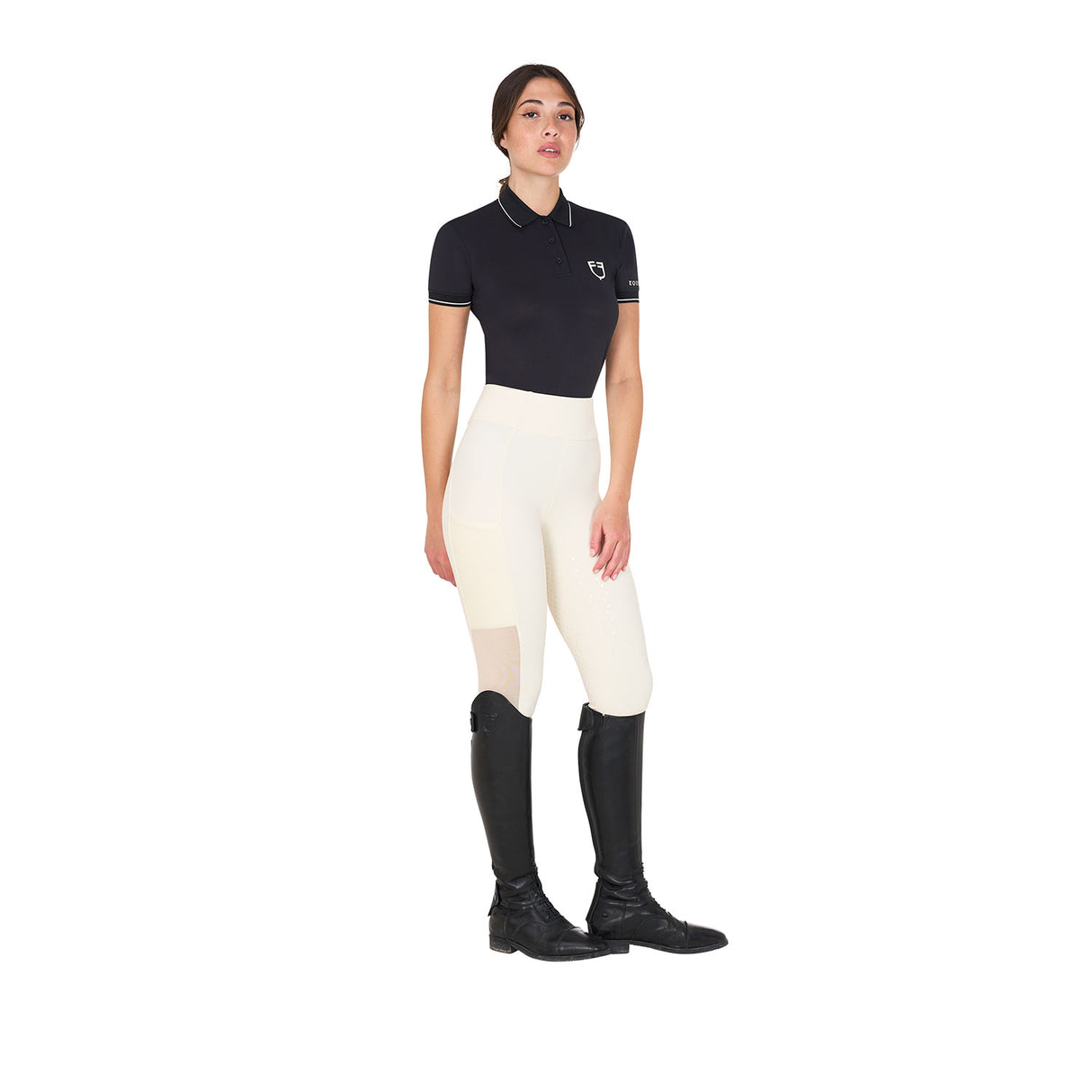 Equestro Women's Full Grip Leggings With Perforated Inserts