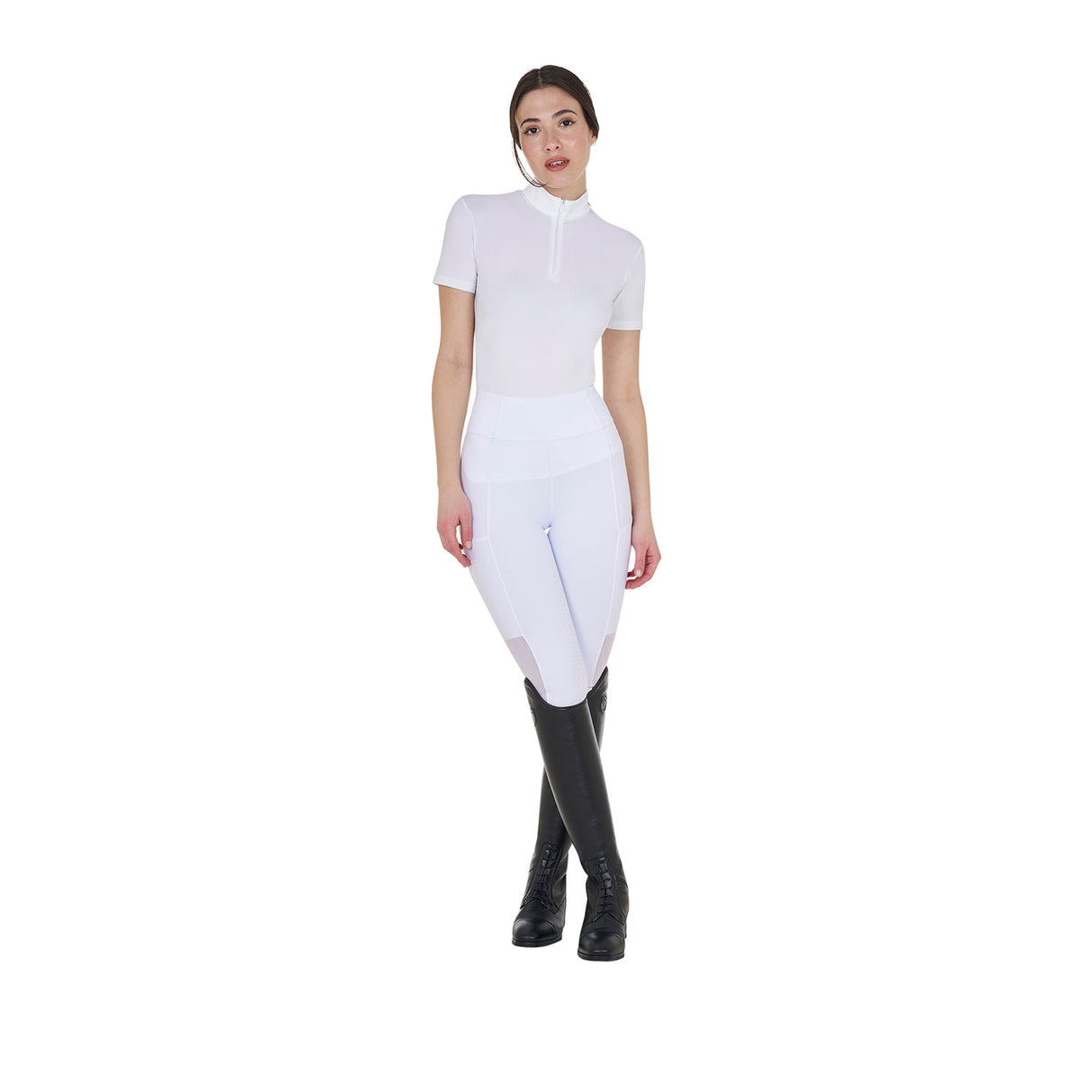 Equestro Women's Full Grip Leggings With Perforated Inserts