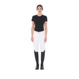 Equestro Women's Basic T-Shirt With Tone-On-Tone Logo #colour_black