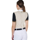 Women's short-sleeved competition polo shirt with monogram print