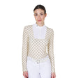 Women's long-sleeved competition polo shirt with monogram print
