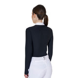 Women's long-sleeved competition polo shirt with rhinestones