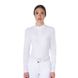 Women's long-sleeved competition polo shirt with rhinestones