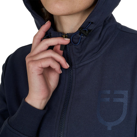 Women's sweatshirt with adjustable hood and zip