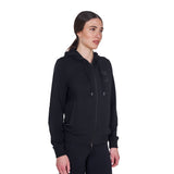 Women's sweatshirt with adjustable hood and zip
