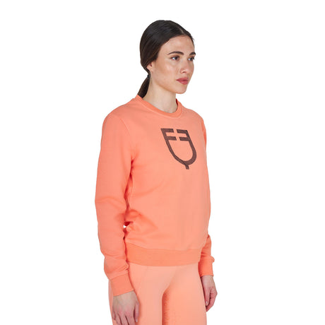 Women's crewneck sweatshirt with chest logo