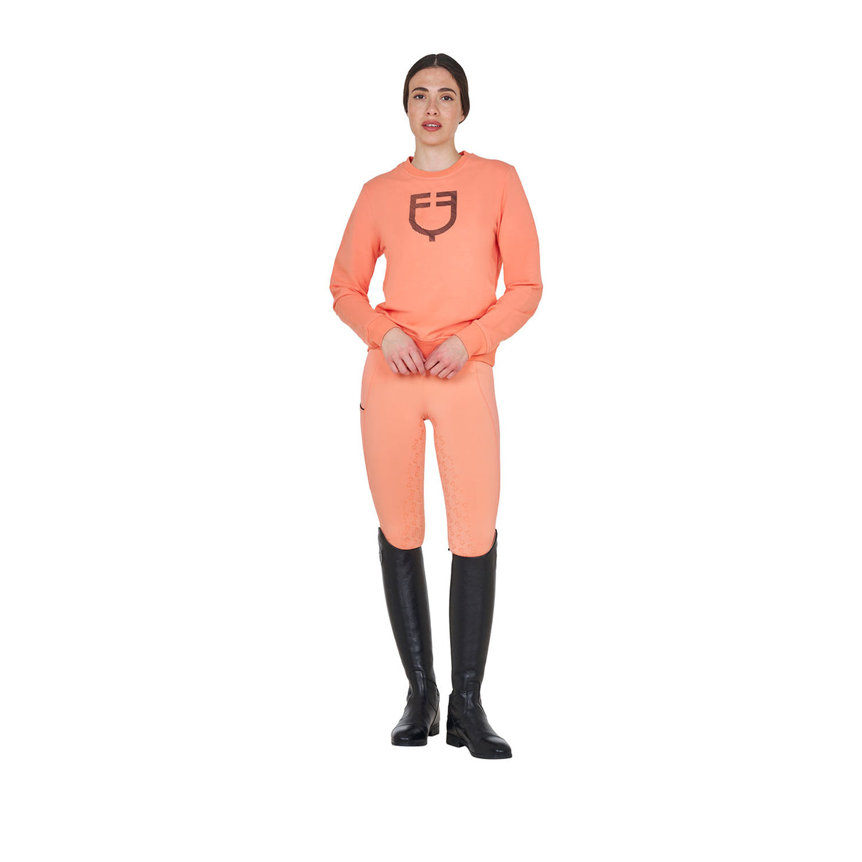 Women's crewneck sweatshirt with chest logo