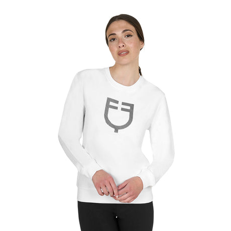 Women's crewneck sweatshirt with chest logo