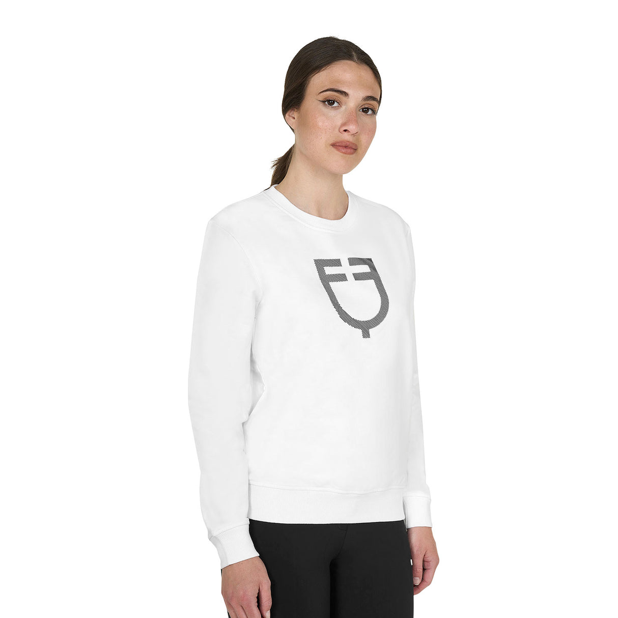 Women's crewneck sweatshirt with chest logo