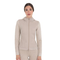 Women's technical hooded sweatshirt with micro-mesh inserts