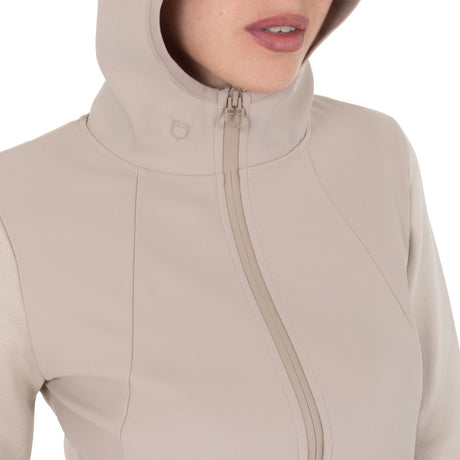 Women's technical hooded sweatshirt with micro-mesh inserts