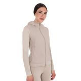 Women's technical hooded sweatshirt with micro-mesh inserts