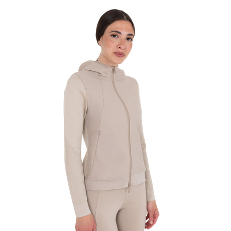 Women's technical hooded sweatshirt with micro-mesh inserts