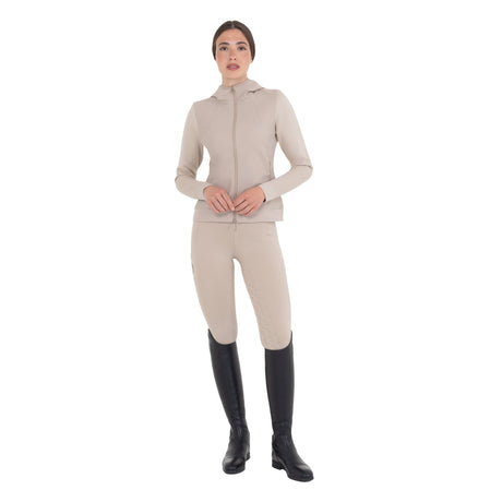 Women's technical hooded sweatshirt with micro-mesh inserts
