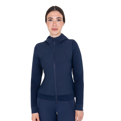 Women's technical hooded sweatshirt with micro-mesh inserts