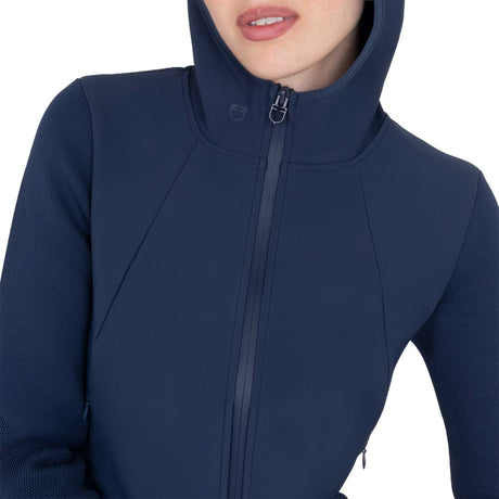 Women's technical hooded sweatshirt with micro-mesh inserts