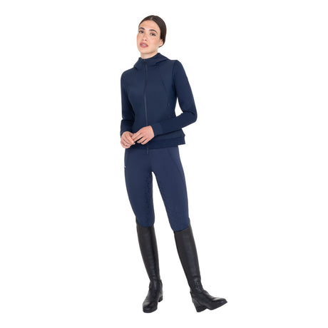 Women's technical hooded sweatshirt with micro-mesh inserts