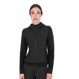 Women's technical hooded sweatshirt with micro-mesh inserts