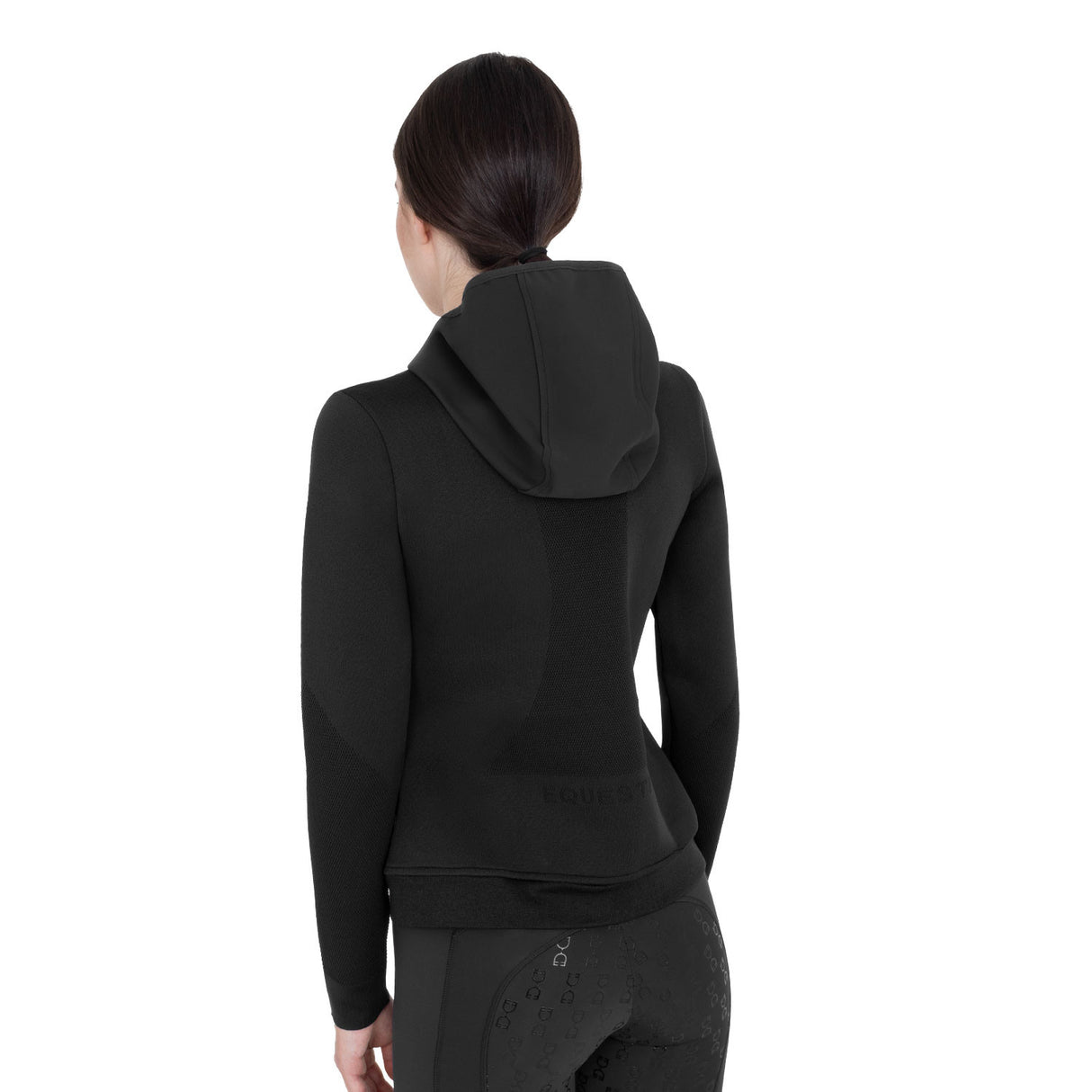 Women's technical hooded sweatshirt with micro-mesh inserts